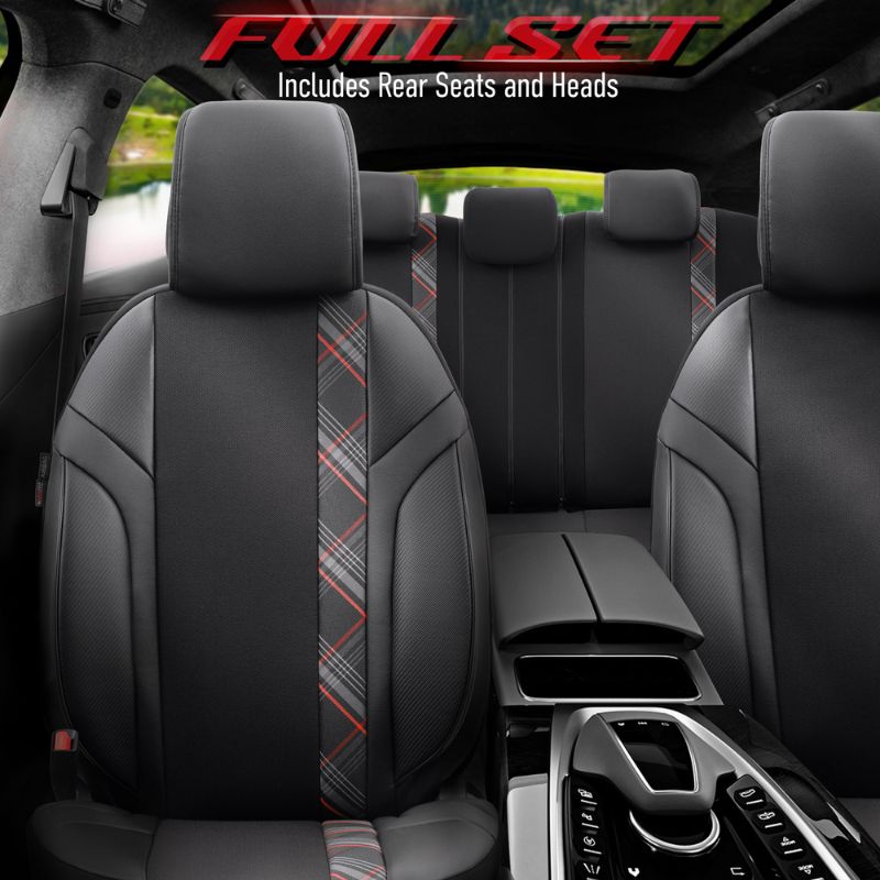 Καλύμματα Αυτοκινήτου Otom Horizon Universal Jacquard / Rachel / Δερματίνη Σετ Εμπρός / Πίσω Μαύρο Με Κόκκινο HRZ-1801 11 Τεμάχια - Image 7