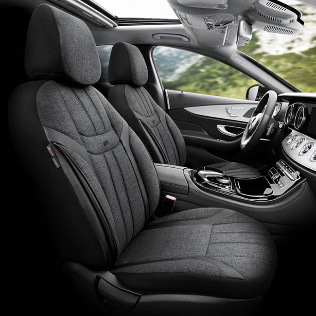 Καλύμματα Αυτοκινήτου Otom Swan Universal Λινό Ύφασμα / Rachel / Δερματίνη Σετ Εμπρός / Πίσω Μαύρο SWN-501 11 Τεμάχια - Image 8