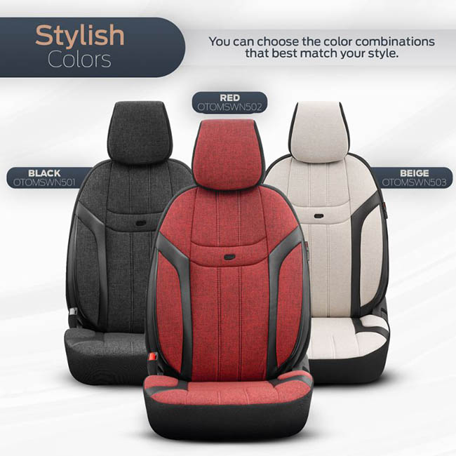 Καλύμματα Αυτοκινήτου Otom Swan Universal Λινό Ύφασμα / Rachel / Δερματίνη Σετ Εμπρός / Πίσω Μαύρο SWN-501 11 Τεμάχια - Image 3