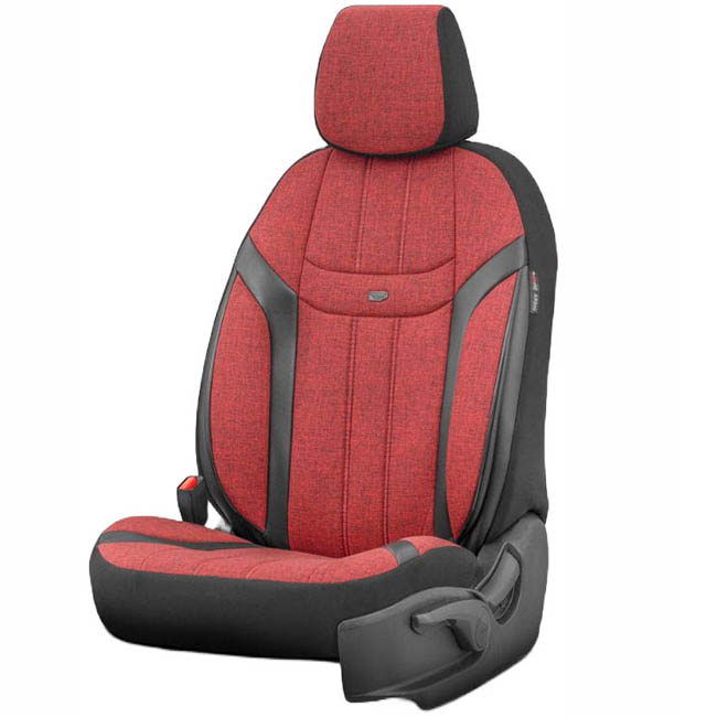 Καλύμματα Αυτοκινήτου Otom Swan Universal Λινό Ύφασμα / Rachel / Δερματίνη Σετ Εμπρός / Πίσω Κόκκινο - Μαύρο SWN-502 11 Τεμάχια - Image 2