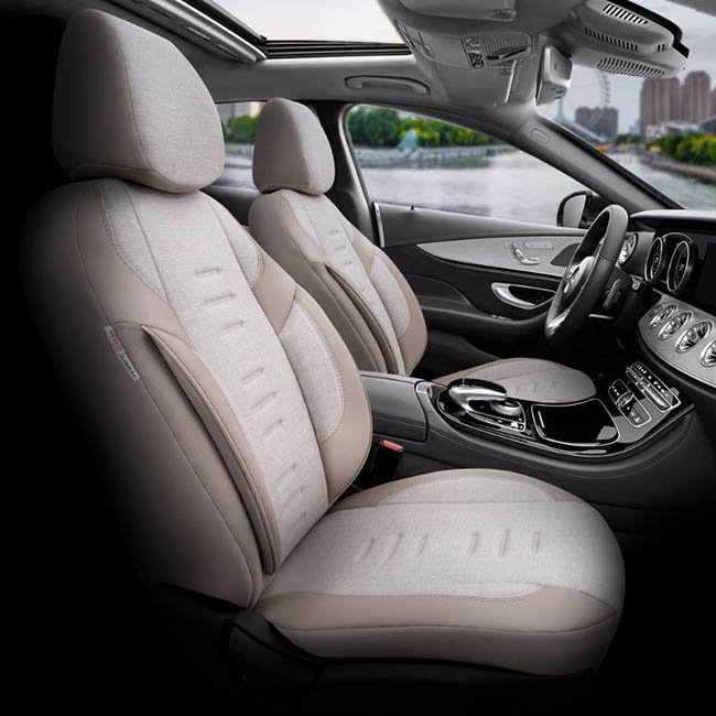 Καλύμματα Αυτοκινήτου Otom Throne Universal Λινό Ύφασμα / Rachel / Δερματίνη Σετ Εμπρός / Πίσω Μπεζ THR-104 11 Τεμάχια - Image 5