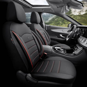 0029979 – 2 Καλύμματα Αυτοκινήτου Otom Inspire Design Universal Full Δερματίνη Σετ Εμπρός / Πίσω Μαύρο Με Κόκκινη Ραφή INS-3503 11 Τεμάχια