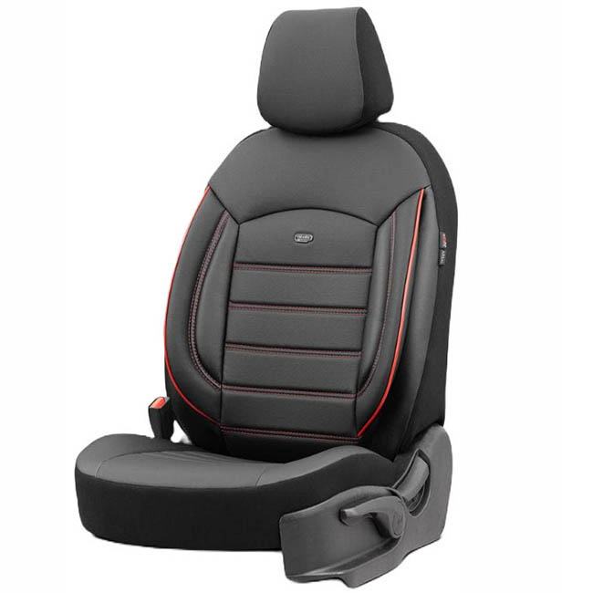 Καλύμματα Αυτοκινήτου Otom Inspire Design Universal Full Δερματίνη Σετ Εμπρός / Πίσω Μαύρο Με Κόκκινη Ραφή INS-3503 11 Τεμάχια - Image 10