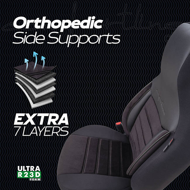 Καλύμματα Αυτοκινήτου Otom Comfortline City Design Universal Sued / Rachel / Δερματίνη Σετ Εμπρός / Πίσω Με Ενσωματωμένα Προσκέφαλα Μαύρο CMF-209CTY 11 Τεμαχίων - Image 9