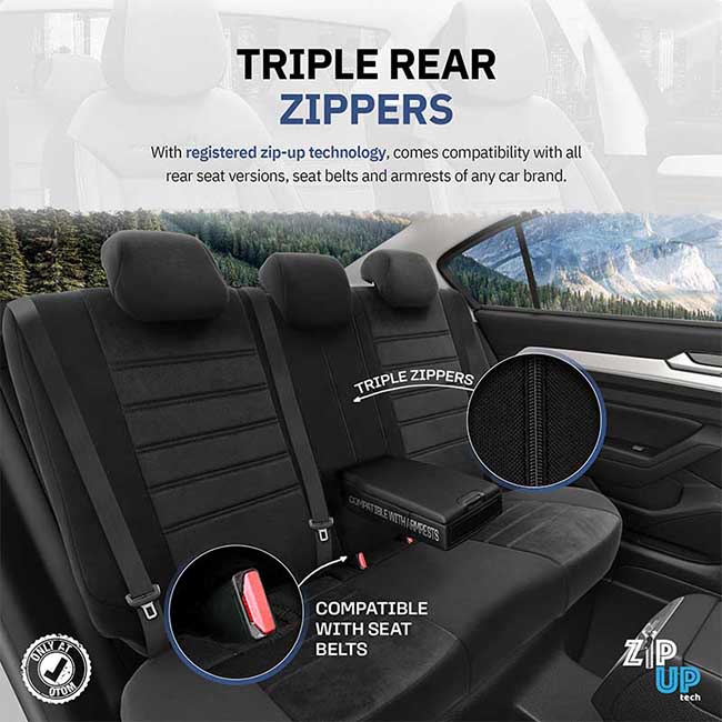 Καλύμματα Αυτοκινήτου Otom Comfortline City Design Universal Sued / Rachel / Δερματίνη Σετ Εμπρός / Πίσω Με Ενσωματωμένα Προσκέφαλα Μαύρο CMF-209CTY 11 Τεμαχίων - Image 5