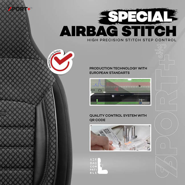 Καλύμματα Αυτοκινήτου Otom Sport Plus City Design Universal Βαμβακερό Ύφασμα / Rachel / Δερματίνη Σετ Εμπρός / Πίσω Με Ενσωματωμένα Προσκέφαλα Μαύρο SPTPLS-101CTY 11 Τεμαχίων - Image 10