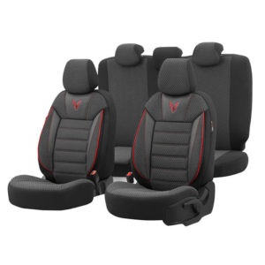 Καλύμματα Αυτοκινήτου Otom Toro Design Universal Βαμβακερό Ύφασμα / Δερματίνη Σετ Εμπρός / Πίσω Μαύρο – Κόκκινο ΤRΟ-901 11 Τεμάχια