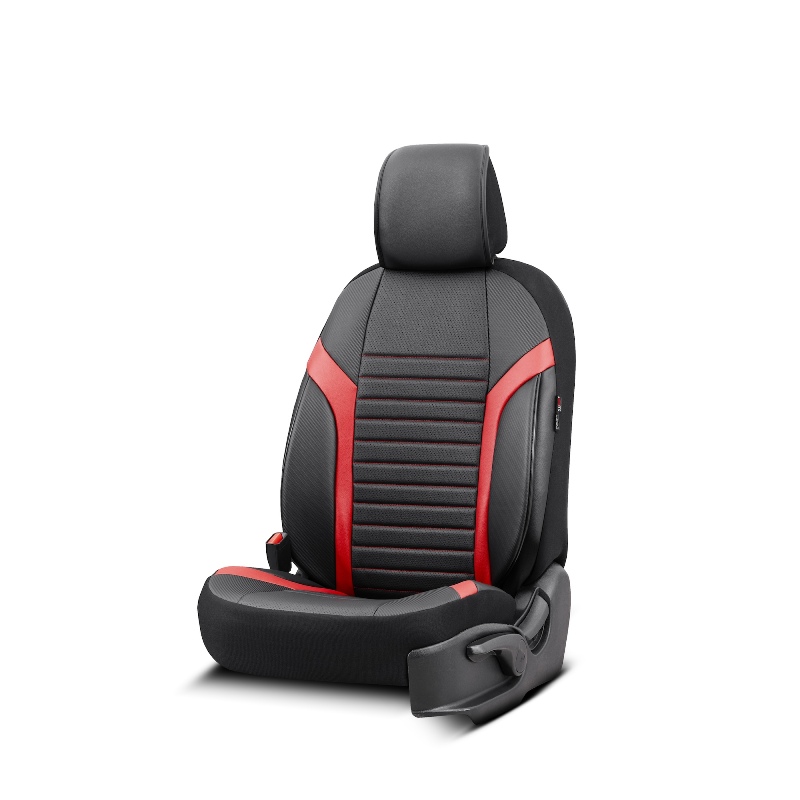 Καλύμματα Αυτοκινήτου Otom Coral Design Universal Full Δερματίνη Σετ Εμπρός / Πίσω Μαύρο / Κόκκινο CRΑL-104 11 Τεμαχίων - Image 5