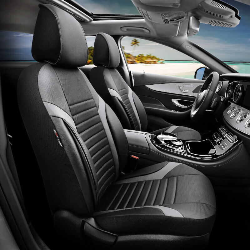 Καλύμματα Αυτοκινήτου Otom Coral Design Universal Full Δερματίνη Σετ Εμπρός / Πίσω Μαύρο / Γκρι CRΑL-106 11 Τεμαχίων - Image 4