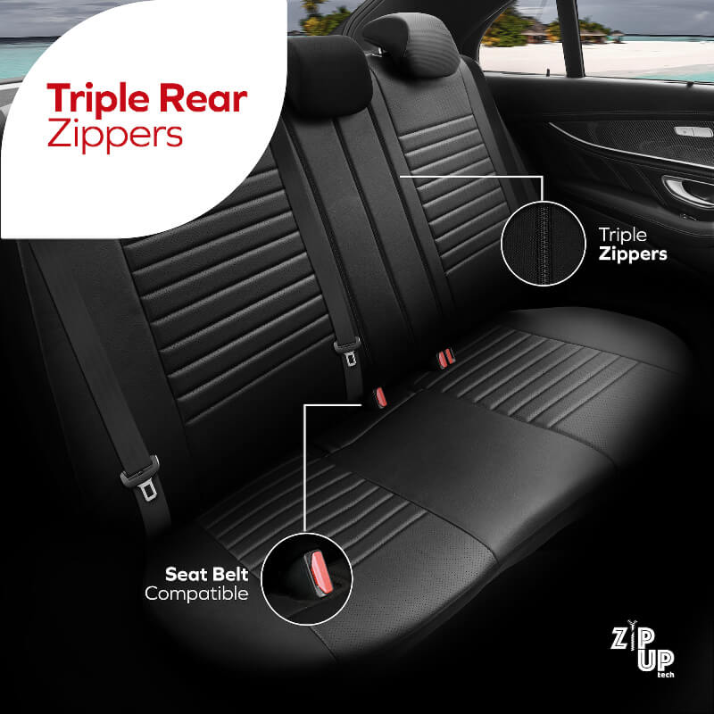 Καλύμματα Αυτοκινήτου Otom Coral Design Universal Full Δερματίνη Σετ Εμπρός / Πίσω Μαύρο / Γκρι CRΑL-106 11 Τεμαχίων - Image 5