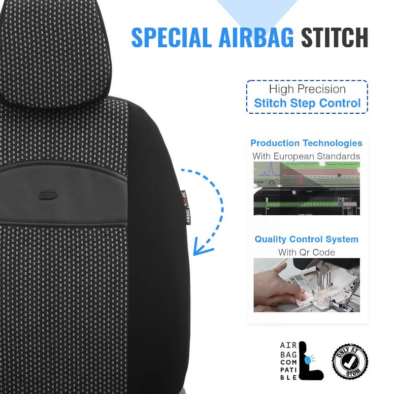 Καλύμματα Αυτοκινήτου Otom Smart Design Universal Ύφασμα / Δερματίνη Σετ Εμπρός / Πίσω Μαύρο SLΤSΜΤ101-ΝΖ 11 Τεμάχια - Image 8