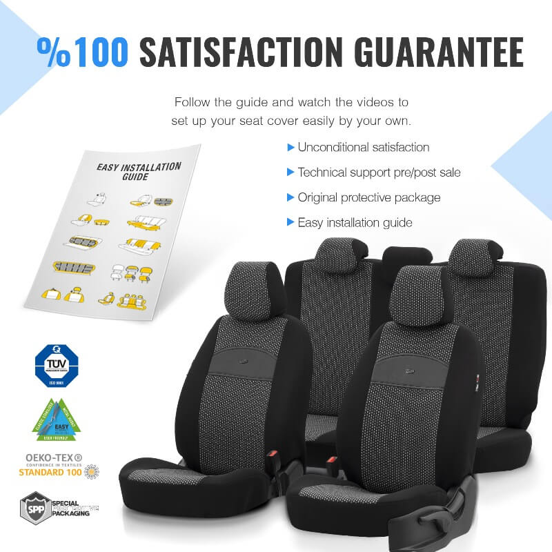 Καλύμματα Αυτοκινήτου Otom Smart Design Universal Ύφασμα / Δερματίνη Σετ Εμπρός / Πίσω Μαύρο SLΤSΜΤ101-ΝΖ 11 Τεμάχια - Image 3