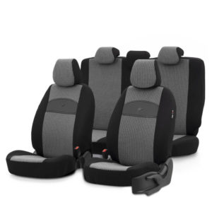 Καλύμματα Αυτοκινήτου Otom Smart Design Universal Ύφασμα / Δερματίνη Σετ Εμπρός / Πίσω Μαύρο / Γκρι SLTSMT102-NZ 11 Τεμαχίων