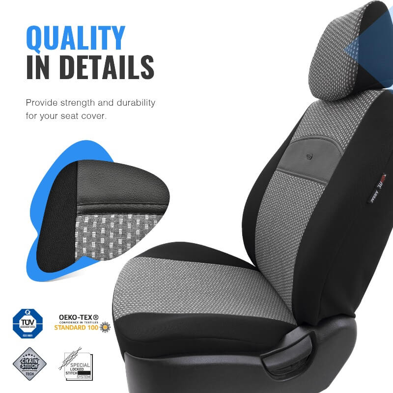 Καλύμματα Αυτοκινήτου Otom Smart Design Universal Ύφασμα / Δερματίνη Σετ Εμπρός / Πίσω Μαύρο / Γκρι SLTSMT102-NZ 11 Τεμαχίων - Image 5