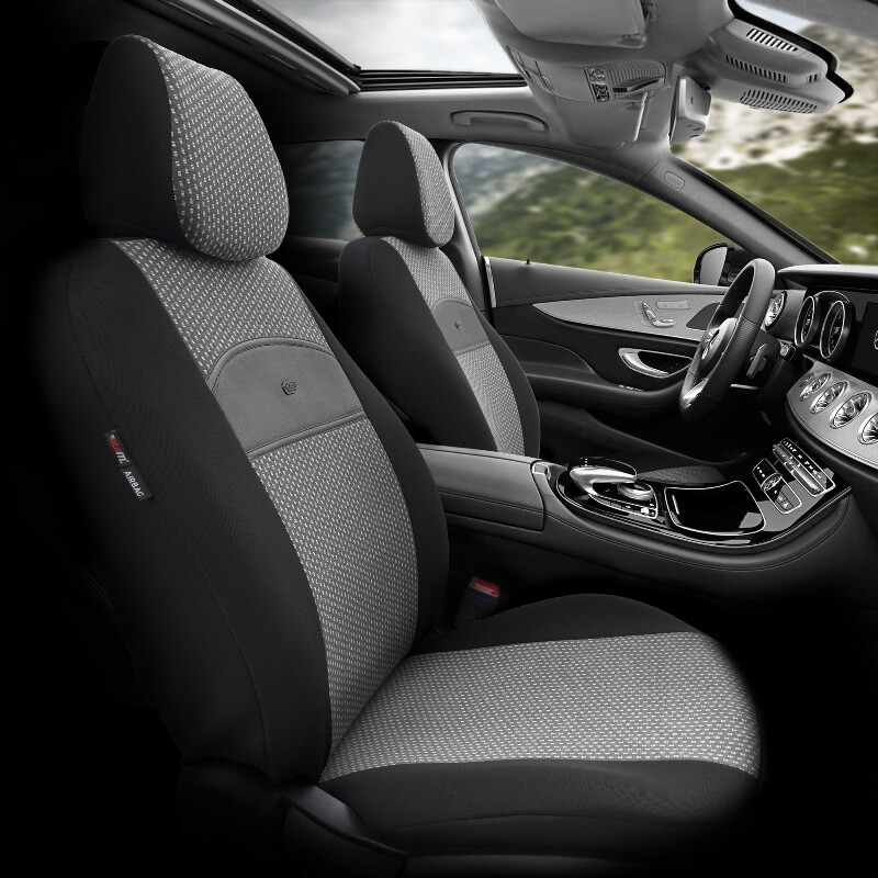Καλύμματα Αυτοκινήτου Otom Smart Design Universal Ύφασμα / Δερματίνη Σετ Εμπρός / Πίσω Μαύρο / Γκρι SLTSMT102-NZ 11 Τεμαχίων - Image 2