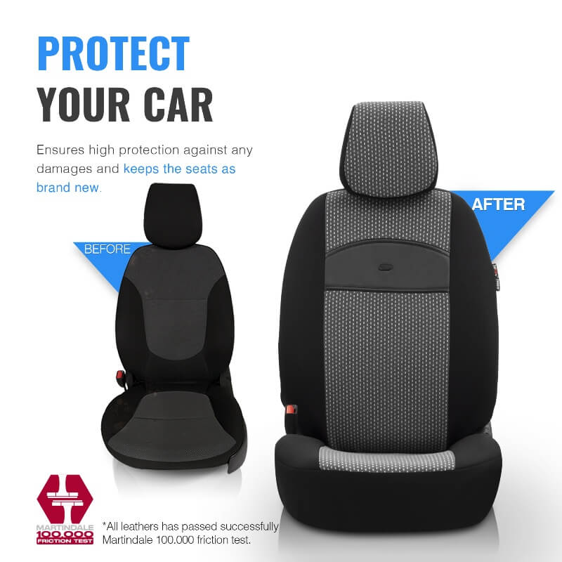 Καλύμματα Αυτοκινήτου Otom Smart Design Universal Ύφασμα / Δερματίνη Σετ Εμπρός / Πίσω Μαύρο / Γκρι SLTSMT102-NZ 11 Τεμαχίων - Image 9