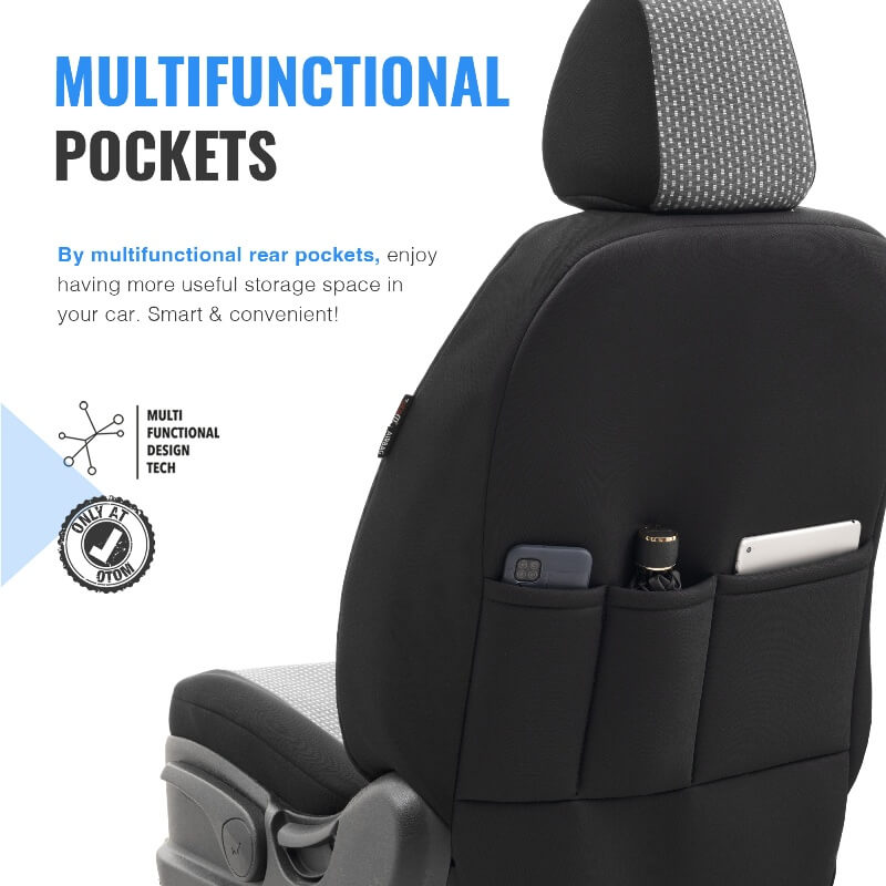 Καλύμματα Αυτοκινήτου Otom Smart Design Universal Ύφασμα / Δερματίνη Σετ Εμπρός / Πίσω Μαύρο / Γκρι SLTSMT102-NZ 11 Τεμαχίων - Image 3