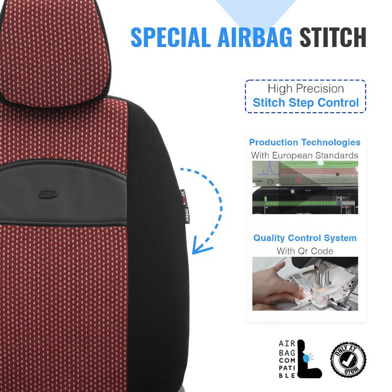 Καλύμματα Αυτοκινήτου Otom Smart Design Universal Ύφασμα / Δερματίνη Σετ Εμπρός / Πίσω Μαύρο / Κόκκινο SLTSMT103-NZ 11 Τεμαχίων - Image 9