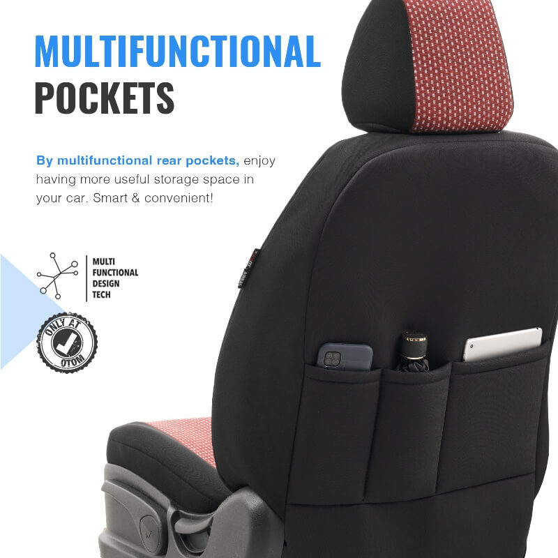 Καλύμματα Αυτοκινήτου Otom Smart Design Universal Ύφασμα / Δερματίνη Σετ Εμπρός / Πίσω Μαύρο / Κόκκινο SLTSMT103-NZ 11 Τεμαχίων - Image 6