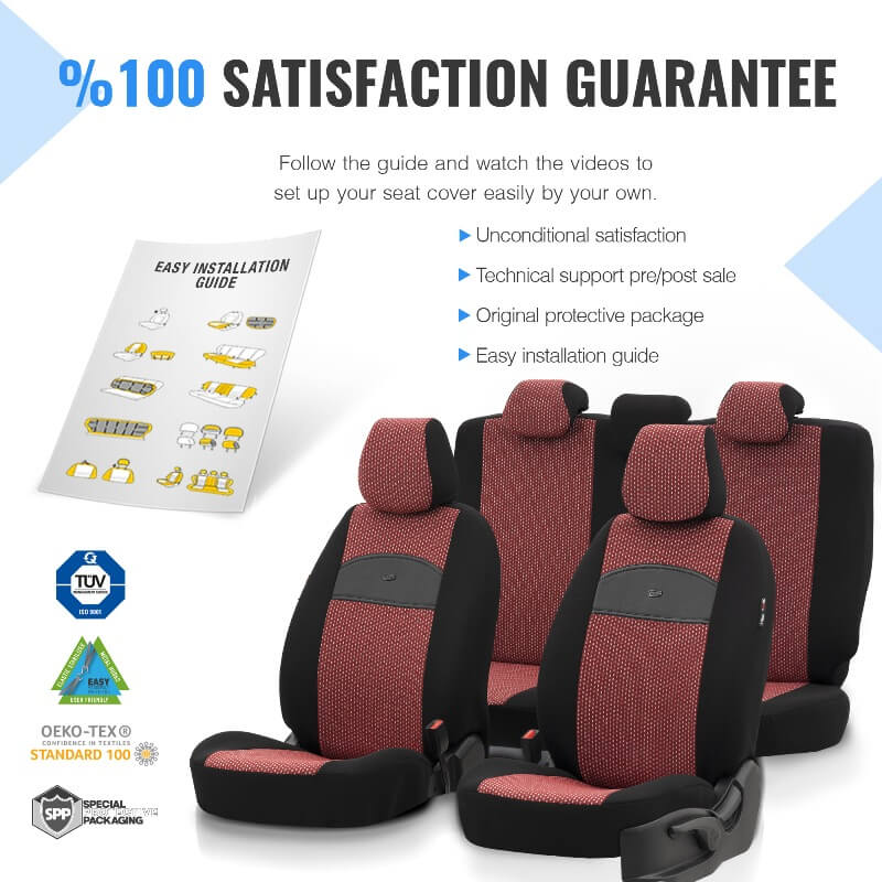 Καλύμματα Αυτοκινήτου Otom Smart Design Universal Ύφασμα / Δερματίνη Σετ Εμπρός / Πίσω Μαύρο / Κόκκινο SLTSMT103-NZ 11 Τεμαχίων - Image 3