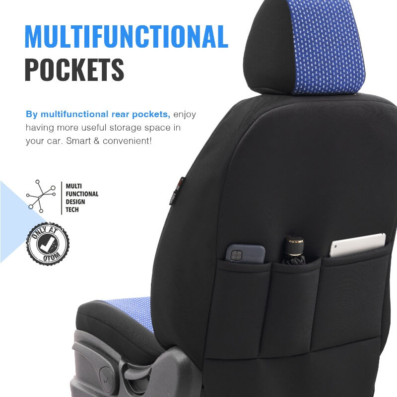 Καλύμματα Αυτοκινήτου Otom Smart Design Universal Ύφασμα / Δερματίνη Σετ Εμπρός / Πίσω Μαύρο / Μπλε SLTSMT104-NZ 11 Τεμαχίων - Image 6