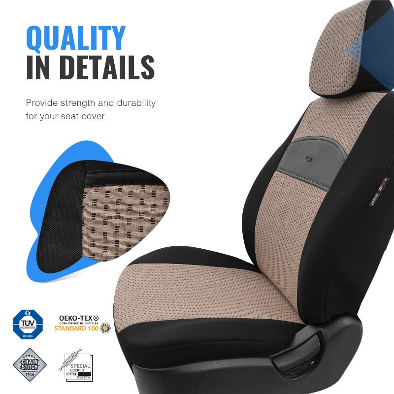 Καλύμματα Αυτοκινήτου Otom Smart Design Universal Ύφασμα / Δερματίνη Σετ Εμπρός / Πίσω Μαύρο / Μπεζ SLTSMT106-NZ 11 Τεμαχίων - Image 10