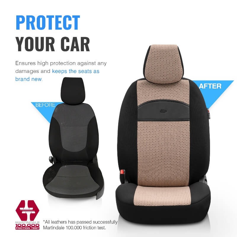 Καλύμματα Αυτοκινήτου Otom Smart Design Universal Ύφασμα / Δερματίνη Σετ Εμπρός / Πίσω Μαύρο / Μπεζ SLTSMT106-NZ 11 Τεμαχίων - Image 8