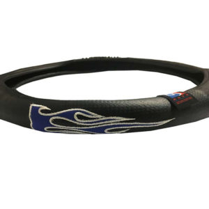 Κάλυμμα Τιμονιού Αυτοκινήτου Δερματίνη Σετ Flame Μπλε Medium 38cm 5 Τεμάχια