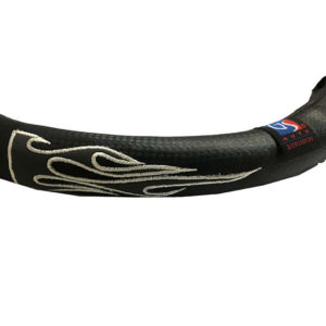 Κάλυμμα Τιμονιού Αυτοκινήτου Δερματίνη Σετ Flame Γκρι Medium 38cm 5 Τεμάχια