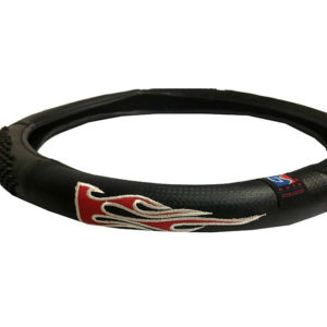 Κάλυμμα Τιμονιού Αυτοκινήτου Δερματίνη Σετ Flame Κόκκινο Medium 38cm 5 Τεμάχια