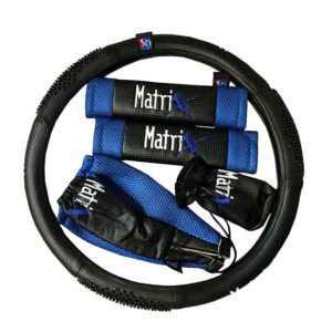 Κάλυμμα Τιμονιού Αυτοκινήτου Δερματίνη Σετ Matrix Μπλε Medium 38cm 5 Τεμάχια