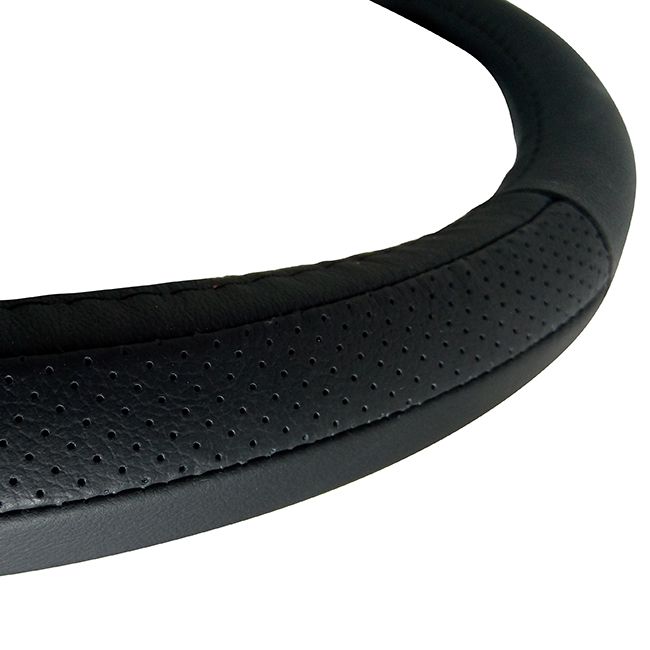 Κάλυμμα Τιμονιού Αυτοκινήτου Δερμάτινο Μαύρο-Μαύρο Medium 38cm 1 Τεμάχιο - Image 3