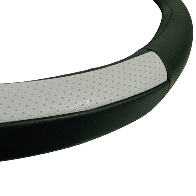 Κάλυμμα Τιμονιού Αυτοκινήτου Δερμάτινο Μαύρο-Γκρι Medium 38cm 1 Τεμάχιο - Image 2