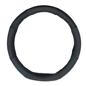 Κάλυμμα Τιμονιού Αυτοκινήτου Δερματίνη Serius D Μαύρο Με Κόκκινη Ραφή Medium 38cm 1 Τεμάχιο