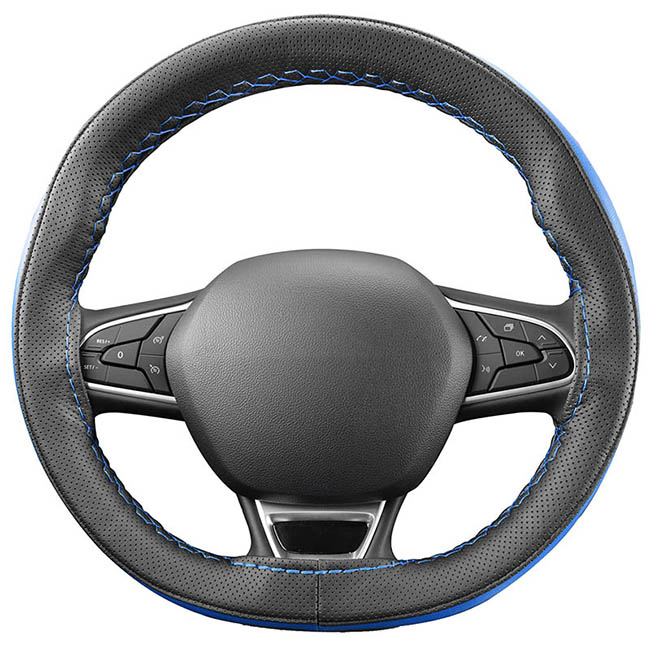 Κάλυμμα Τιμονιού Αυτοκινήτου Δερματίνη Otom Ραφτό Εξώγαζο DK-302 Μαύρο-Μπλε Medium 37-39cm 1 Τεμάχιο - Image 2