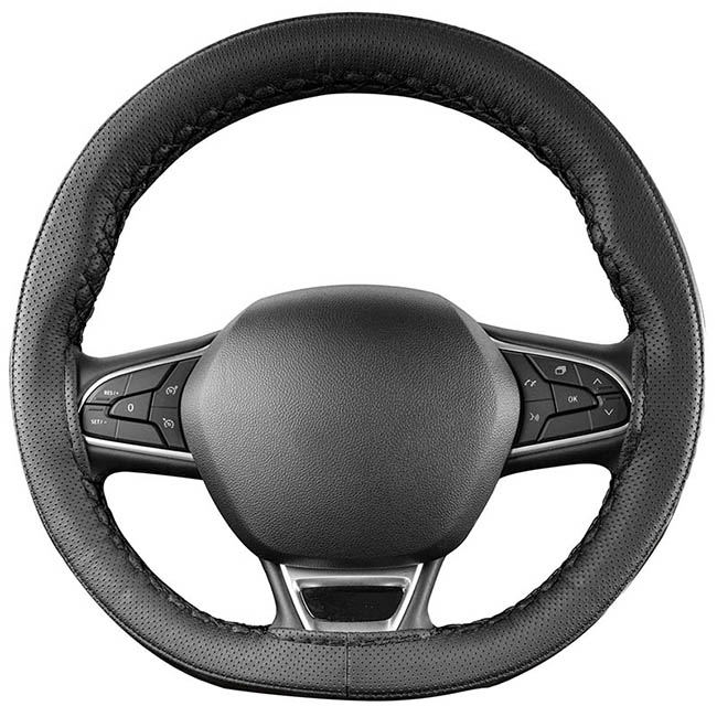 Κάλυμμα Τιμονιού Αυτοκινήτου Δερματίνη Otom Ραφτό Εξώγαζο DK-304 Μαύρο-Καφέ Medium 37-39cm 1 Τεμάχιο - Image 2