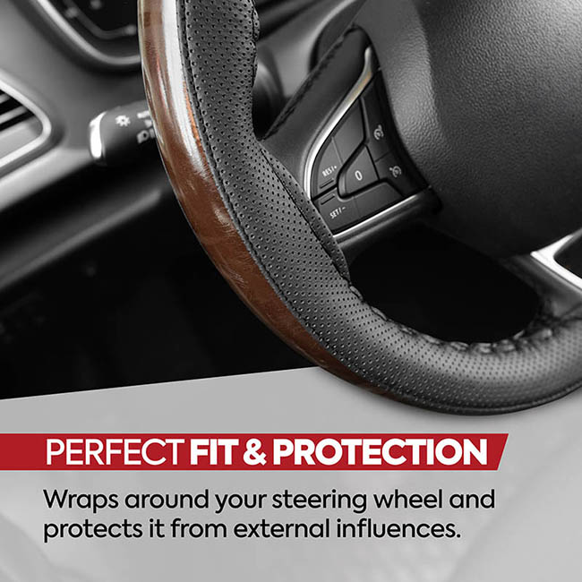Κάλυμμα Τιμονιού Αυτοκινήτου Δερματίνη Otom Ραφτό Εξώγαζο DK-304 Μαύρο-Καφέ Medium 37-39cm 1 Τεμάχιο - Image 5