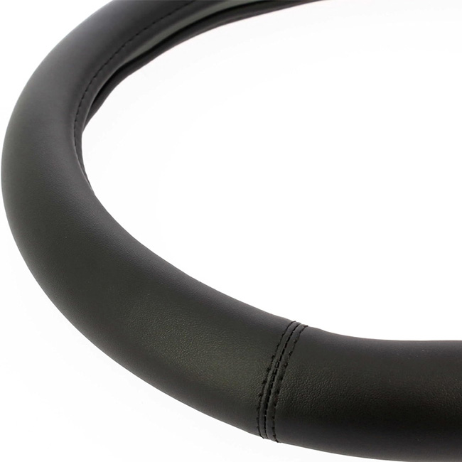 Κάλυμμα Τιμονιού Αυτοκινήτου Δερματίνη Ασύμμετρο Double D Κατάλληλο για Μοντέλα Peugeot 2019+ Μαύρο Medium 38cm 1 Τεμάχιο - Image 2