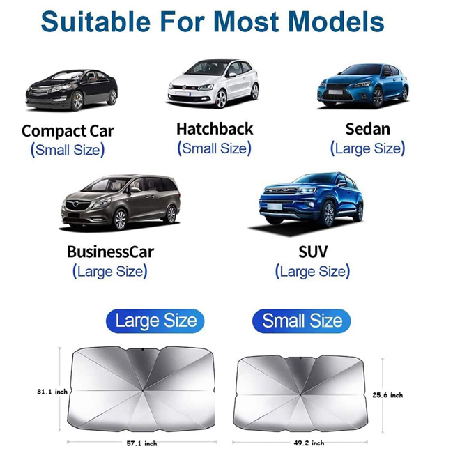 Ηλιοπροστασία Παρμπρίζ "Ομπρέλα" Με Χερούλι Small 125x110x65cm 1Τεμάχιο - Image 5