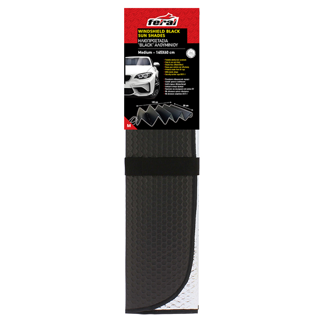 Ηλιοπροστασία Παρμπρίζ Αλουμινίου ''Black'' Feral Μαύρο Matte Medium 145x60cm 1 Τεμάχιο - Image 2