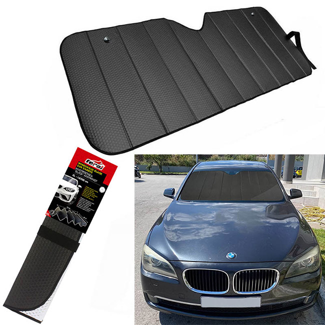 Ηλιοπροστασία Παρμπρίζ Αλουμινίου ''Black'' Feral Μαύρο Matte X-Large 145x80cm 1 Τεμάχιο - Image 3