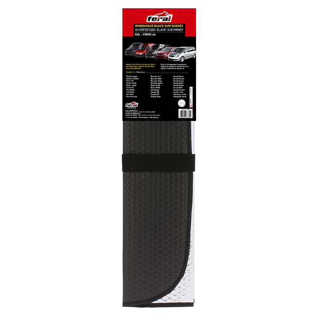 Ηλιοπροστασία Παρμπρίζ Αλουμινίου ''Black'' Feral Μαύρο Matte XX-Large 175x90cm 1 Τεμάχιο - Image 9