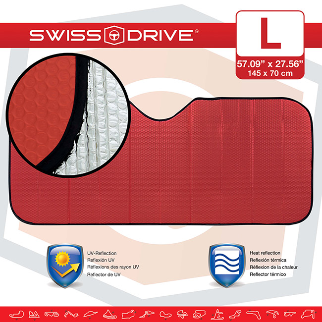 Ηλιοπροστασία Παρμπρίζ Αλουμινίου Κόκκινο Matte Large ΜΑΤΤRED 145x70cm 1 Τεμάχιο - Image 9