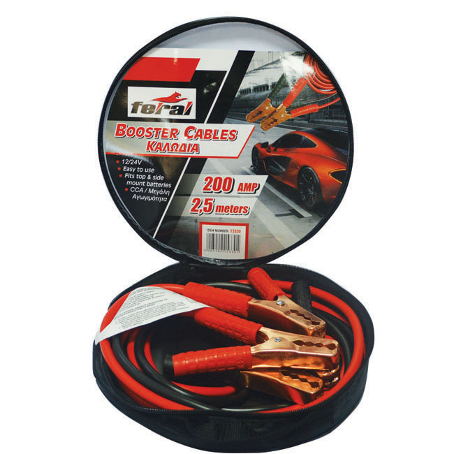 Καλώδια Εκκίνησης Μπαταρίας Αυτοκινήτου Feral 200Amp 2.5m 1 Τεμάχιο - Image 2