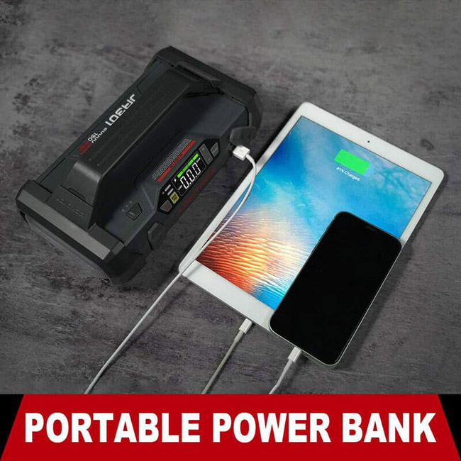 Εκκινητής Μπαταριών Αυτοκινήτου, Powerbank, Κομπρεσσέρ Αέρος 150 Psi, Φακός Led 4 Σε1 Lokithor JA301 12 Volt 2000A 1 Τεμάχιο - Image 9
