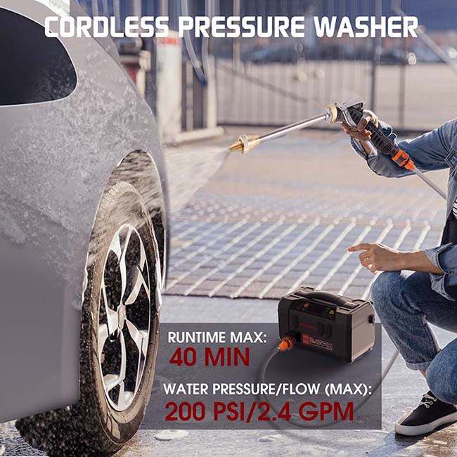 Εκκινητής Μπαταριών Με Ενσωματωμένο Ασύρματο Πιεστικό Νερού 1.5 MPA, Powerbank, Κομπρεσσέρ Αέρος 150PSI, Φακός Led 5 Σε1 Lokithor AW401 12 Volt 2500A 1 Τεμάχιο - Image 3