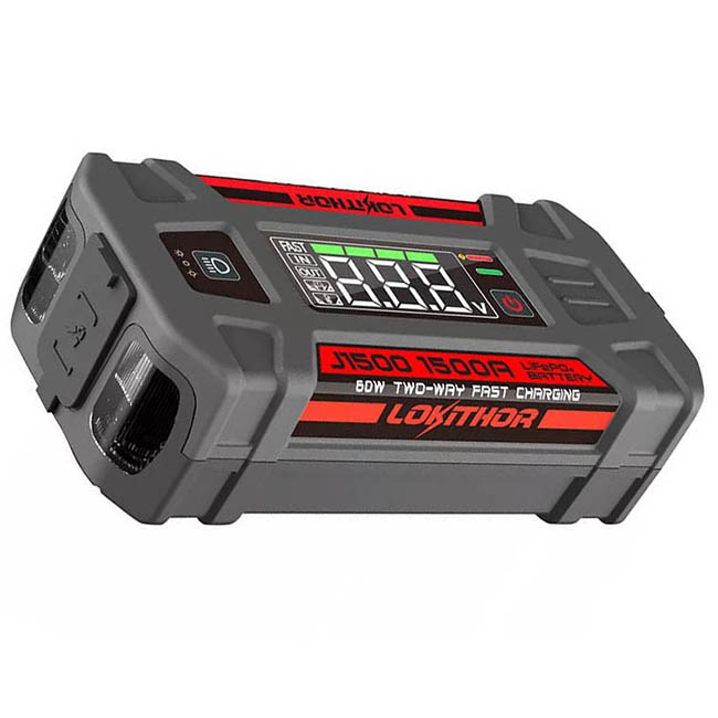 Εκκινητής Μπαταριών Αυτοκινήτου, Powerbank, Φακός Led 3 Σε1 Lokithor J1500 12 Volt 1500A 1 Τεμάχιο - Image 2