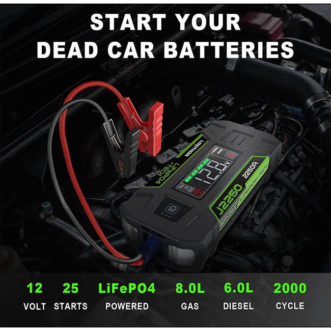 Εκκινητής Μπαταριών Αυτοκινήτου, Powerbank, Φακός Led 3 Σε1 Lokithor J2250 Pro LifePO4 12 Volt 2250A 1 Τεμάχιο - Image 2