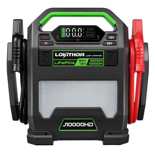 Επαγγελαμτικός Εκκινητής Μπαταριών , Powerbank, Φακός Led 3 Σε1 Lokithor J10000HD 12 Volt 10000A / 24V 5000A 1 Τεμάχιο
