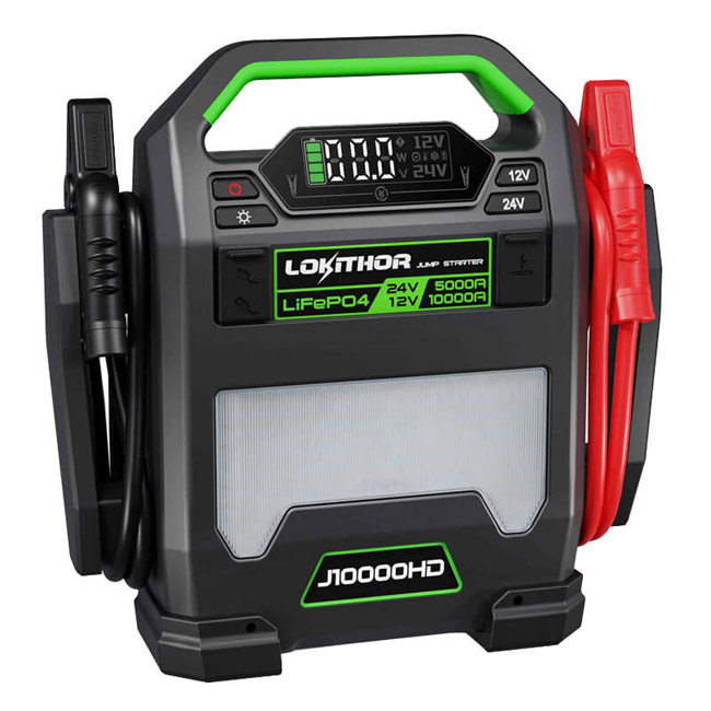 Επαγγελαμτικός Εκκινητής Μπαταριών , Powerbank, Φακός Led 3 Σε1 Lokithor J10000HD 12 Volt 10000A / 24V 5000A 1 Τεμάχιο - Image 2